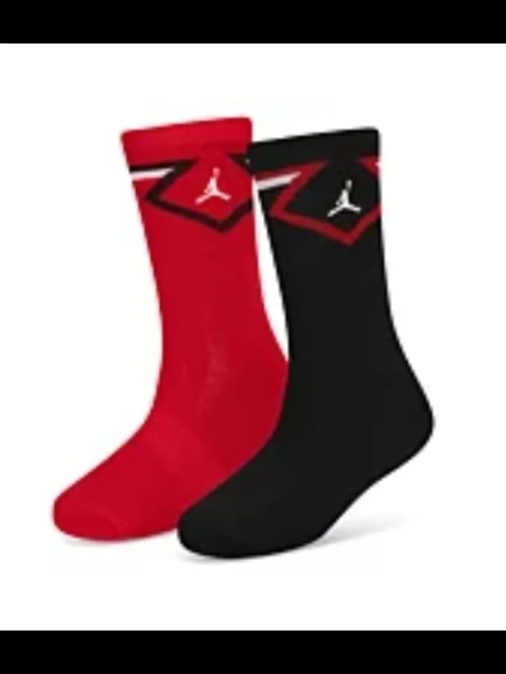 Jordan Big Kids Diamond Logo High Crew Socks, Set of 2 Size 5-7 Red/Black